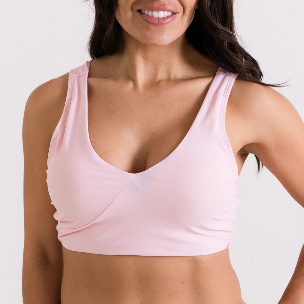 NWT Small: Athletic Crossback Bikini Swimsuit Top / Sports Bralette in Light… - Picture 2 of 11